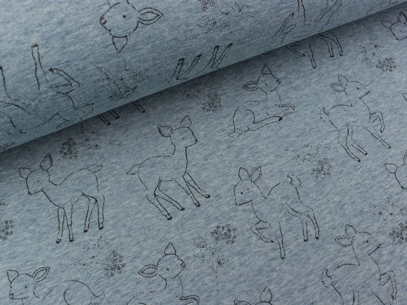 Happy Fleece Kleine Rehe schwarz auf dusty blue