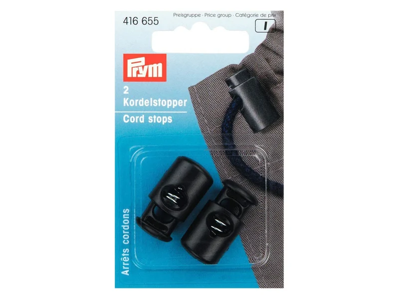 Prym 416655 Kordelstopper 1-Loch Kunststoff schwarz 2 Stück