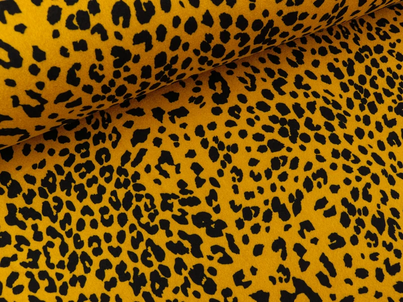 Mantel- und Jackenstoff Glasgow Print Leo ochre-schwarz