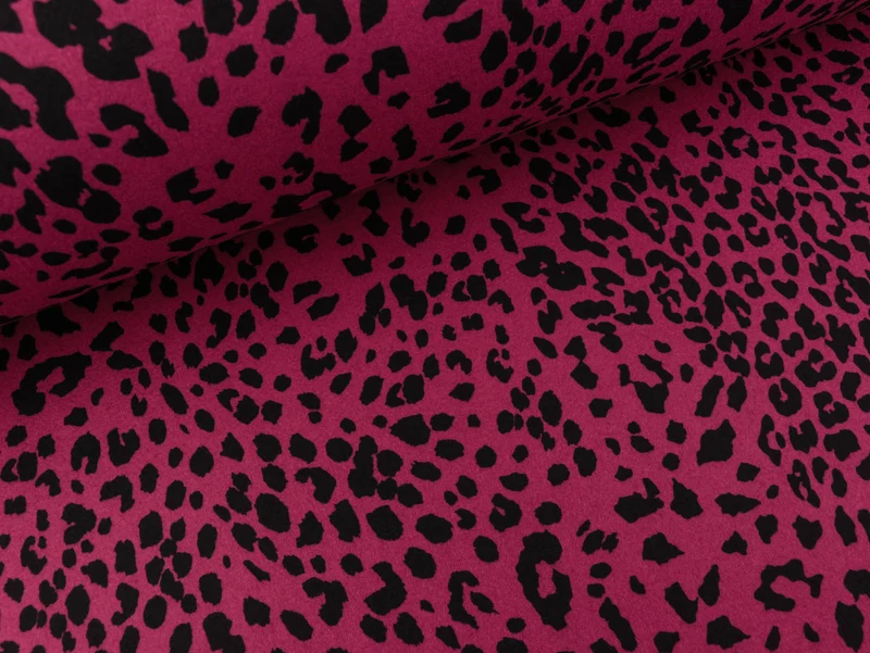 Mantel- und Jackenstoff Glasgow Print Leo dark fuchsia-schwarz