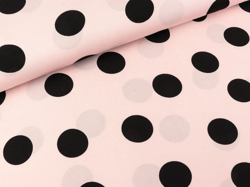 Viskosestoff Chally Big Dots schwarz auf Nude