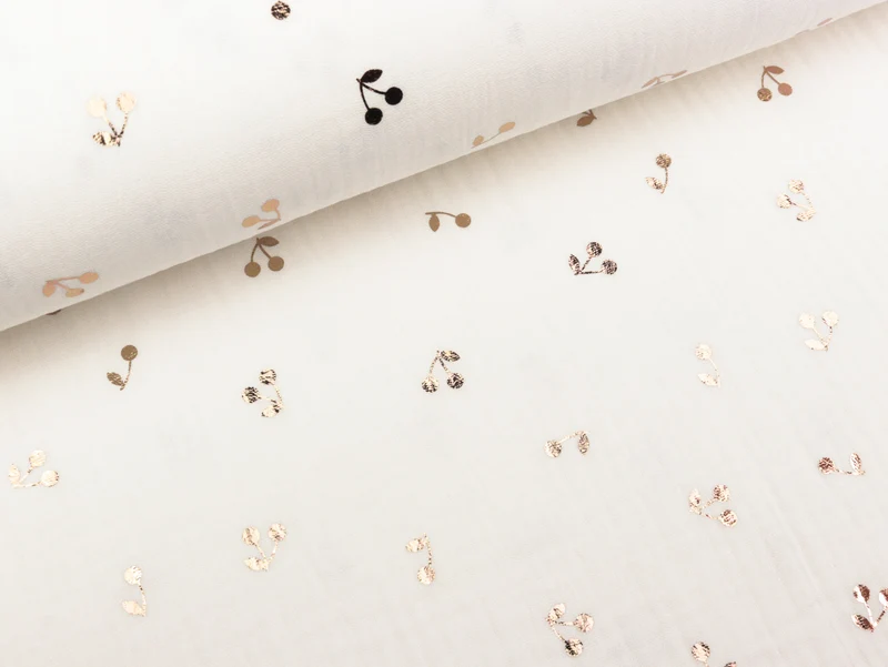 Baumwoll Musselin Double Gauze Bambino Foil Kirschen kupfer auf Offwhite