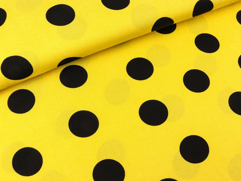 Viskosestoff Chally Big Dots schwarz auf Ochre