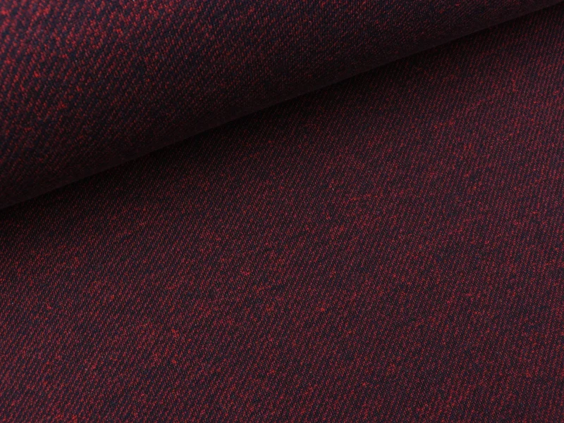 Reststück 9cm - Sweat Piet Jeansoptik dunkelblau-rot meliert