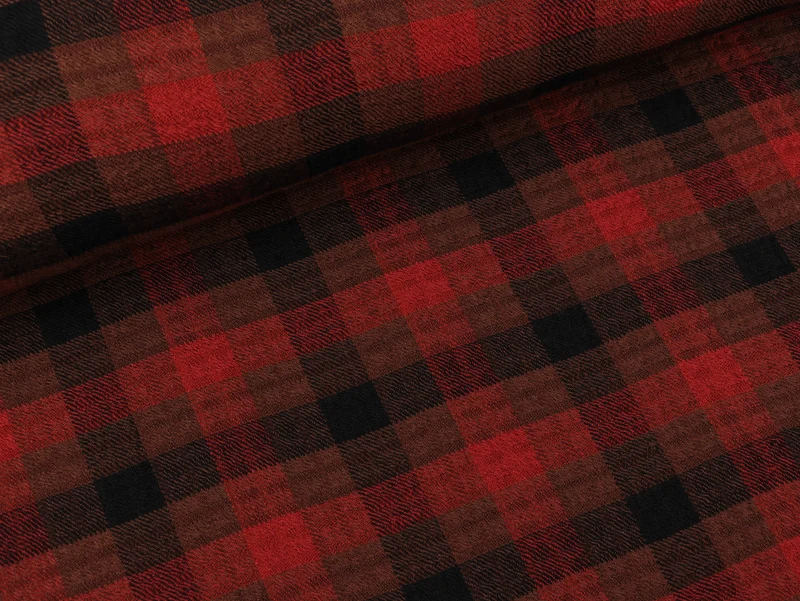 Washed Viskose Krepp Check terra-tobacco