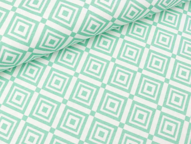 Baumwolljersey Theo Grafisches Muster mint auf Weiß