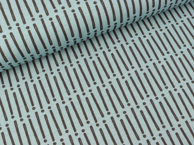 French Terry Mini Forest Strich-Punkt anthrazit-hellblau