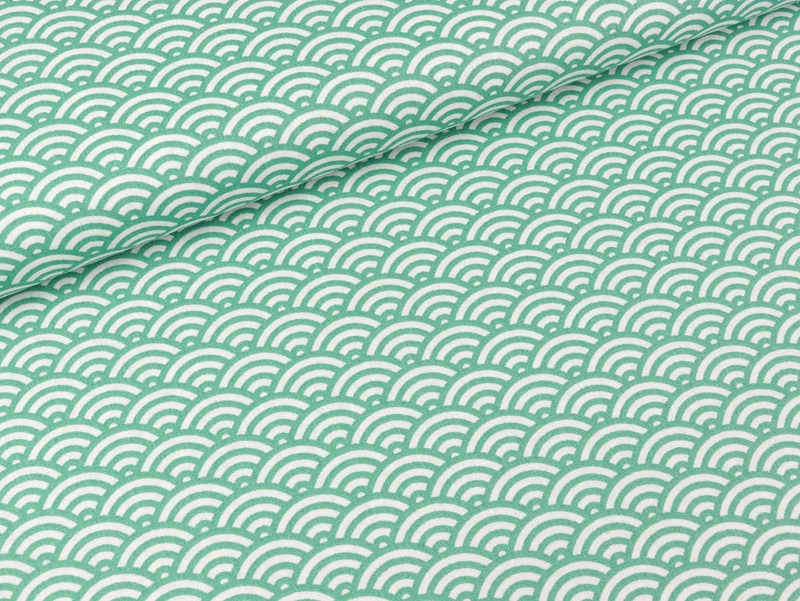 Baumwoll Webware Kurt Muscheldesign weiß-mint