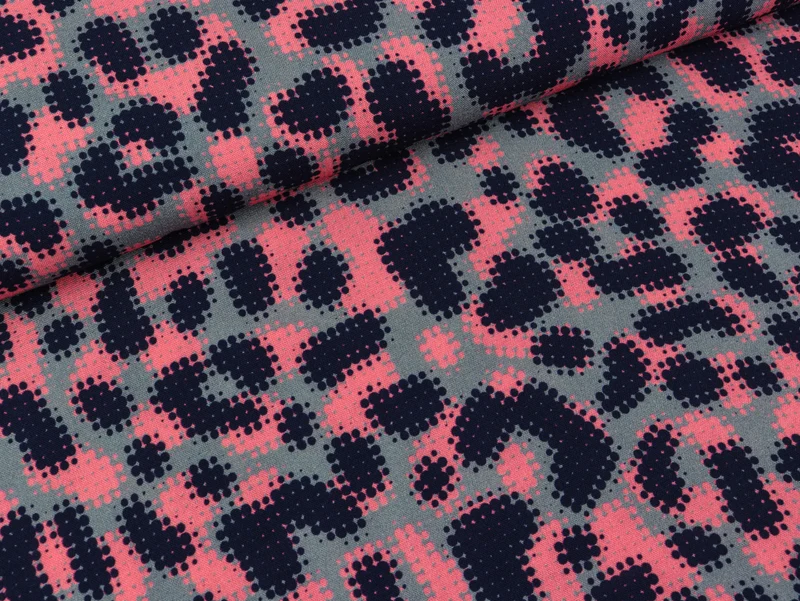 Viskosestoff Leo Dots navy-rouge auf Grau by Thorsten Berger