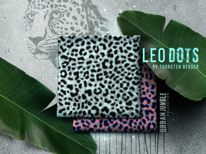 Viskosestoff Leo Dots navy-rouge auf Grau by Thorsten Berger