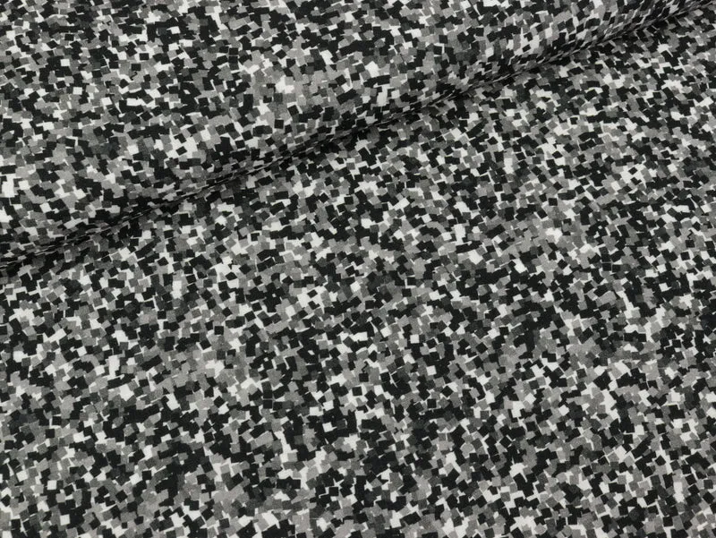 Viskose Webware Mosaik-Optik schwarz-grau-weiß