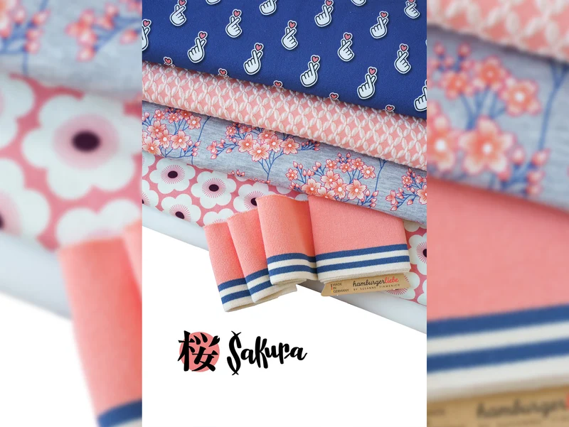 Hamburger Liebe Baumwollsweat Sakura Baby Hearts blue navy