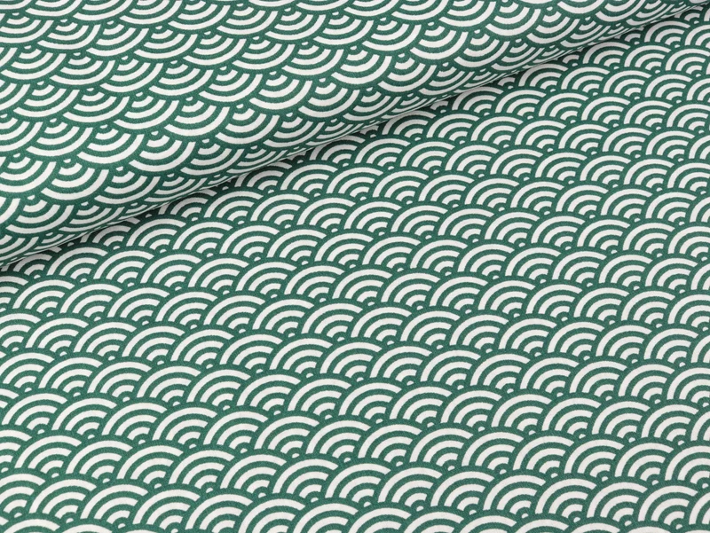Baumwoll Webware Kurt Muscheldesign weiß-grün