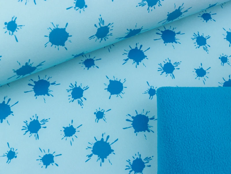 Softshell Kleckse blau auf Hellblau