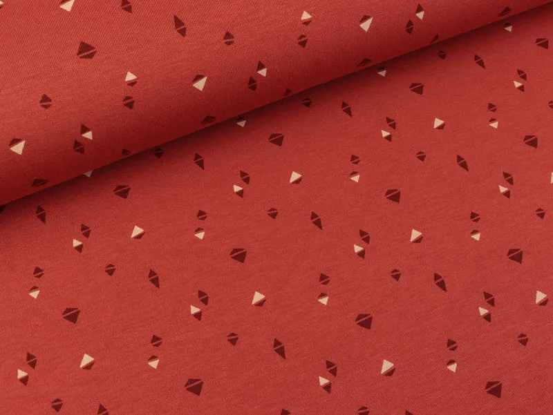Interlock Jersey Bueno Bunte Dreiecke auf Terracotta