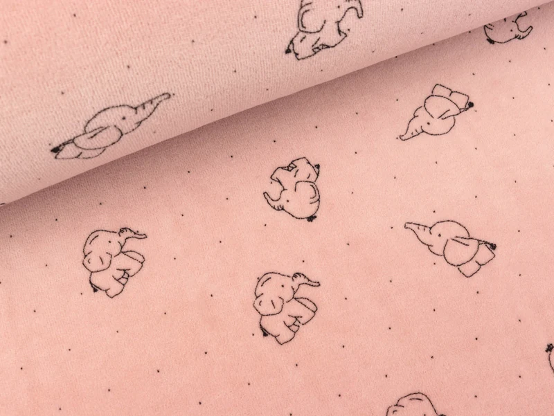 Nicki Velour Elephant schwarz auf Staubrosa