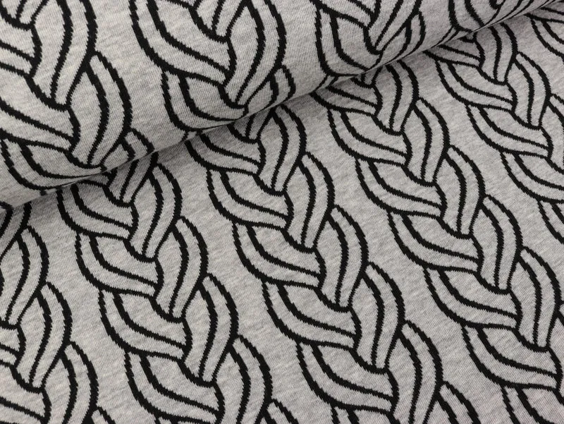 Hamburger Liebe Jacquard Sweet Home Plait Doubleface mittelgrau meliert-schwarz