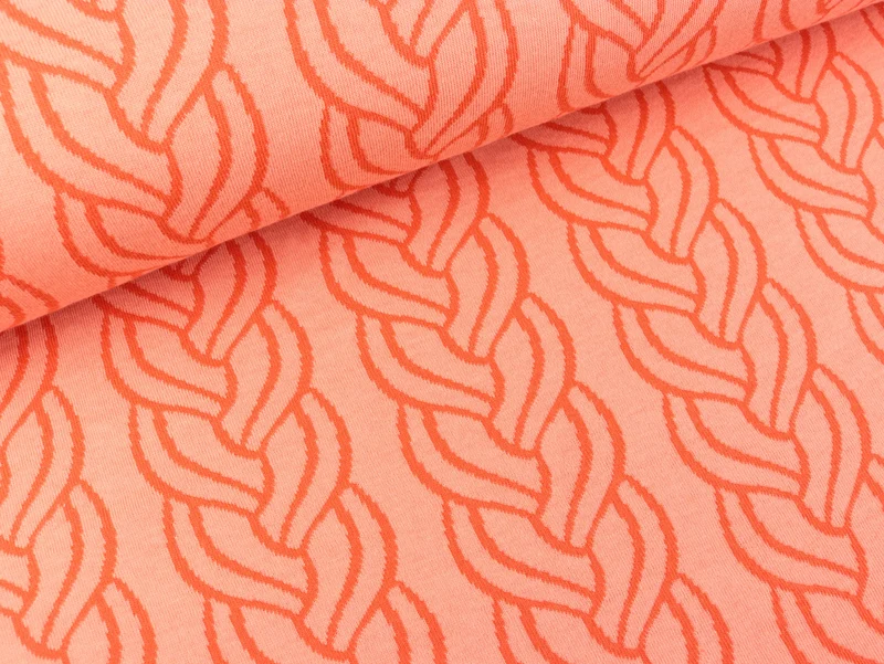 Hamburger Liebe Jacquard Sweet Home Plait Doubleface luce rosso-nude