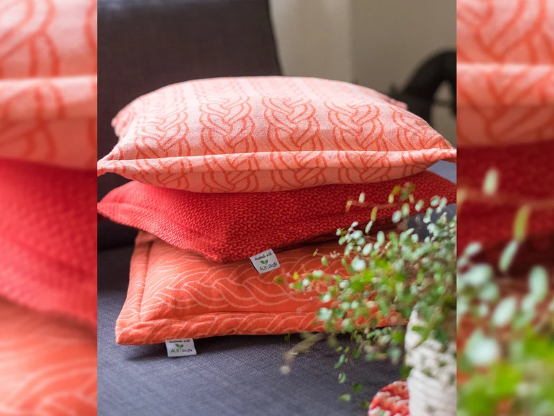 Hamburger Liebe Jacquard Sweet Home Plait Doubleface luce rosso-nude