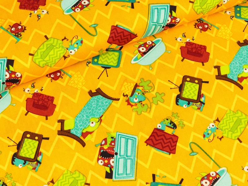 Baumwollstoff Camelot Fabrics Monster Mash orange