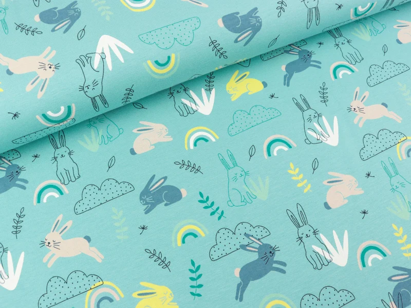 Baumwolljersey Rabbit dusty mint-bunt