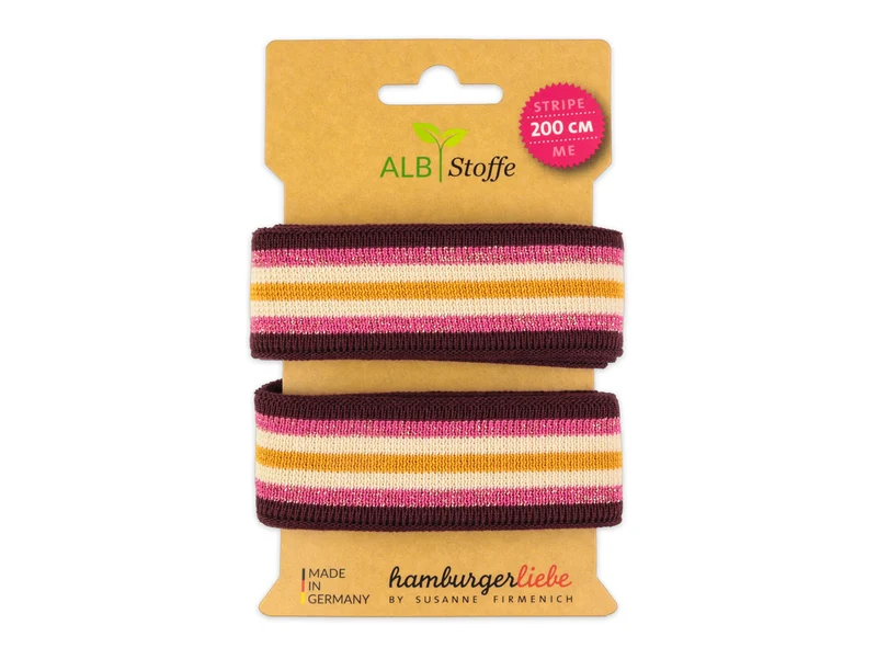Stripe Me College Shine Band bordeaux-ortensia-silber-meringa-curry