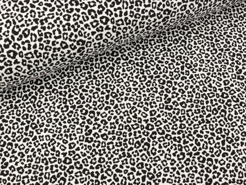 Baumwolljersey Mini Leoprint schwarz-weiß