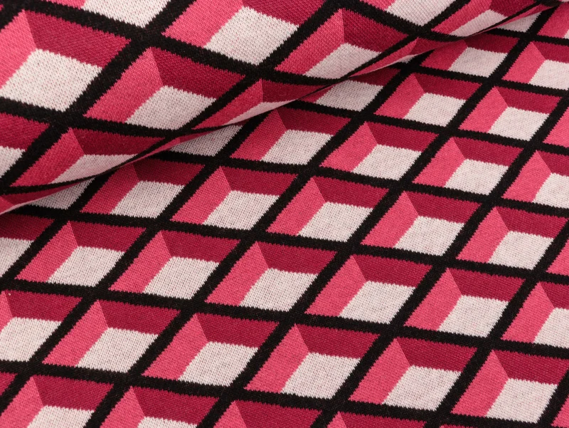Hamburger Liebe 4 Farb-Jacquardjersey Check Point Honey Comb schwarz-prugna-azalea-winterweiß