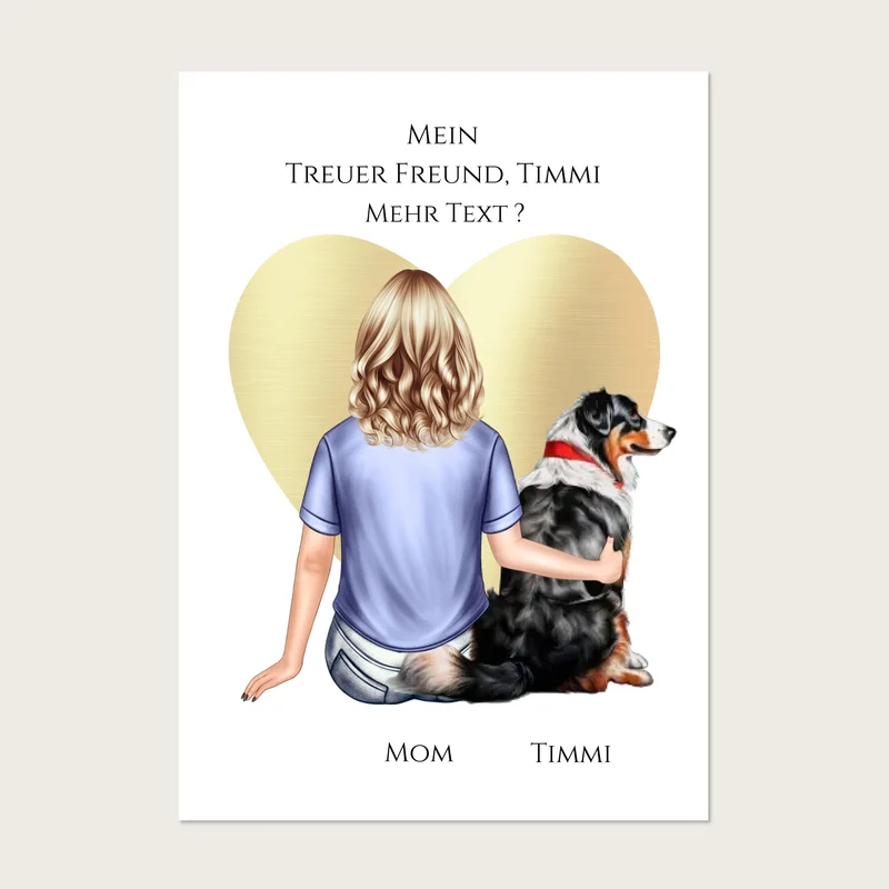 Personalisiertes Poster Hundebesitzerin – Geschenk für Freundin, Frau & Mädchen mit Hund | Geburtstag & Weihnachtsgeschenk