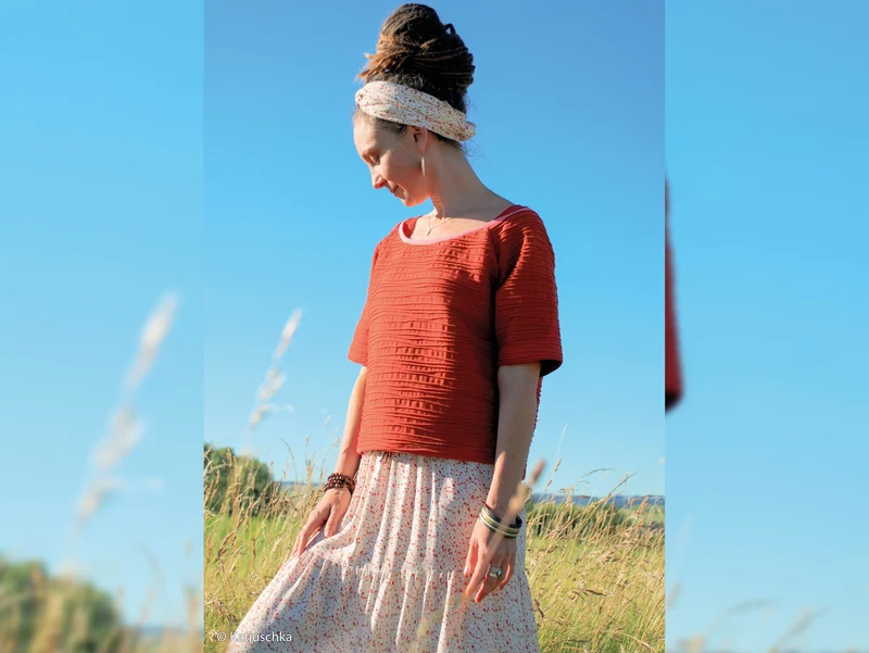 Reststück 25cm - Strukturjersey Peru terracotta uni
