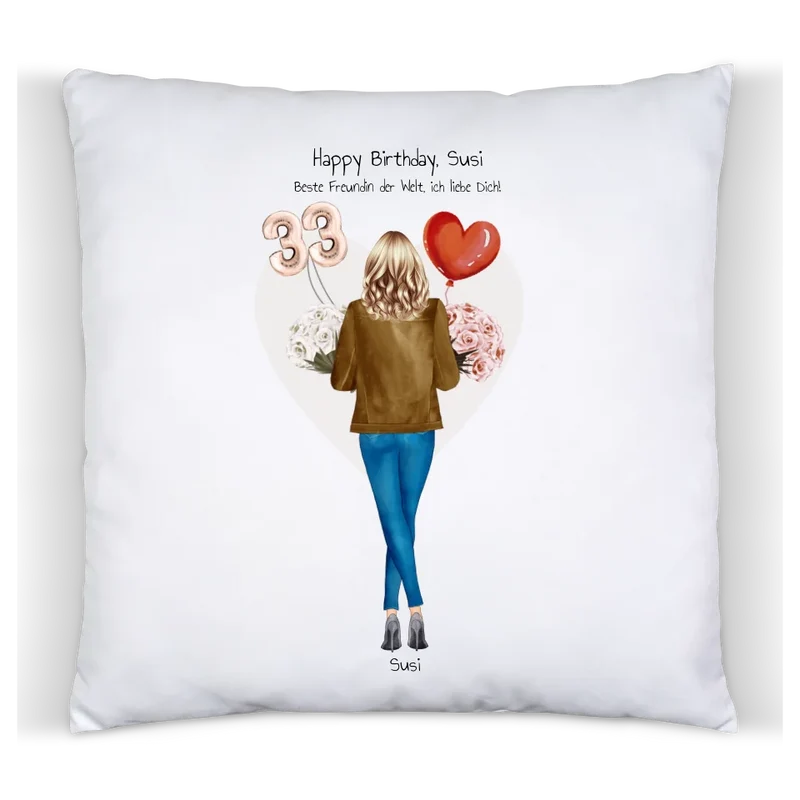 Geschenk für die Freundin zum Geburtstag mit Name, Wunschtext & Geburtstagszahl