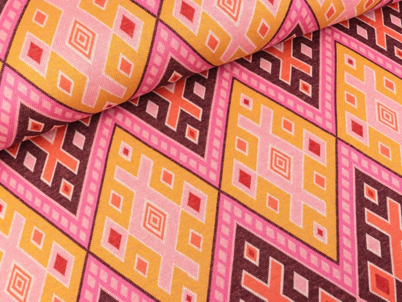Reststück 49cm - Hamburger Liebe 7 Farb-Jacquardjersey Orient Oxident Magic Carpet curry-bunt