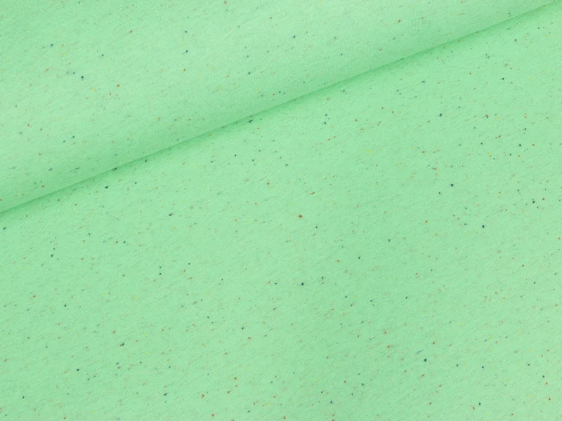 Reststück 38cm - Leichter Baumwollsweat Bunte Streusel auf Mint
