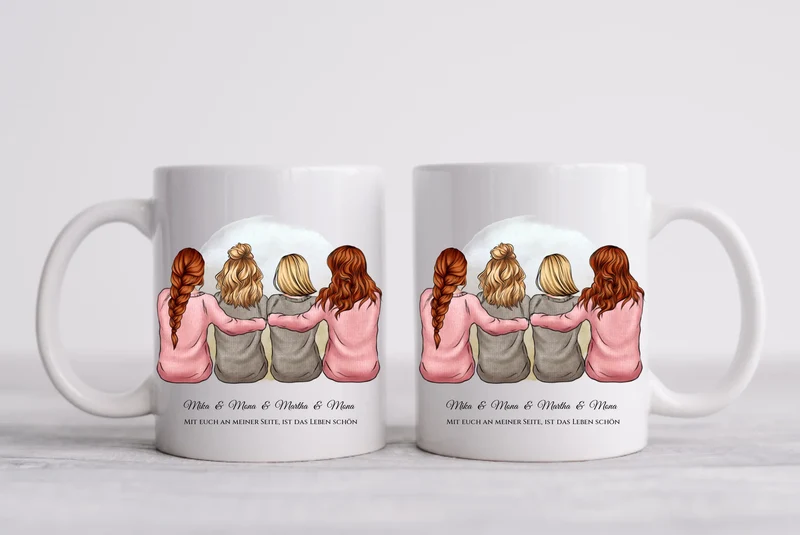 Personalisierte Tasse für beste Freundin / 4 Freundinnen & Frauen Tasse mit Name & Spruch