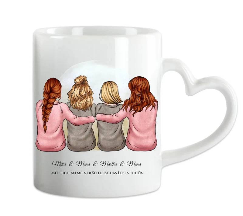 Personalisierte Tasse für beste Freundin / 4 Freundinnen & Frauen Tasse mit Name & Spruch
