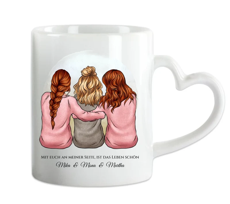 Personalisierte Tasse für Beste Freundin - 3 Freundinnen Geburtstagsgeschenk mit Namen & Spruch
