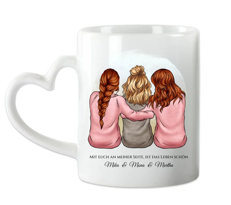 Personalisierte Tasse für Beste Freundin - 3 Freundinnen Geburtstagsgeschenk mit Namen & Spruch