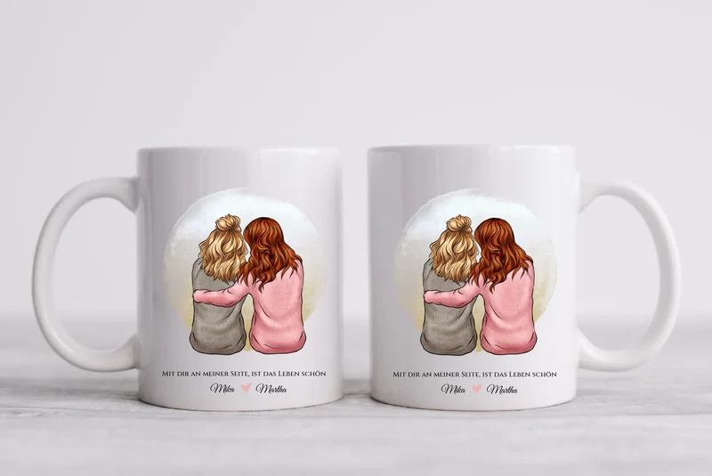 Personalisierte Tasse für beste Freundin - 2 Freundinnen Geburtstagsgeschenk Freundschaftsgeschenk