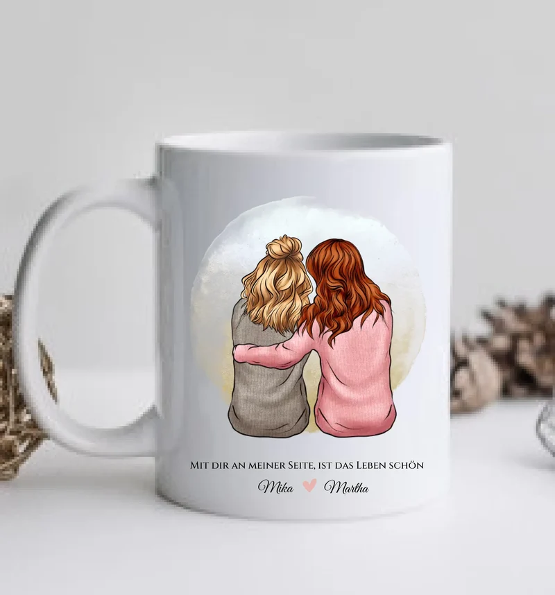 Personalisierte Tasse für beste Freundin - 2 Freundinnen Geburtstagsgeschenk Freundschaftsgeschenk