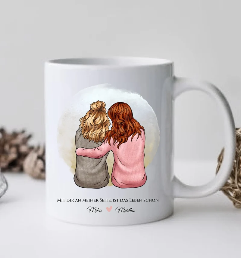 Personalisierte Tasse für beste Freundin - 2 Freundinnen Geburtstagsgeschenk Freundschaftsgeschenk