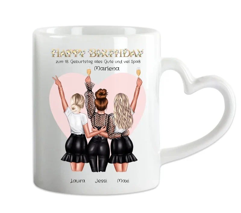 Personalisierte Tasse für die beste Freundin - 3 Freundinnen Geburtstagsgeschenk