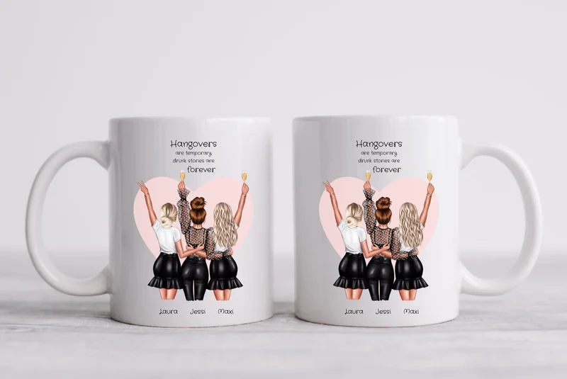 Personalisierte Tasse für beste Freundin - 3 Freundinnen Geschenkidee
