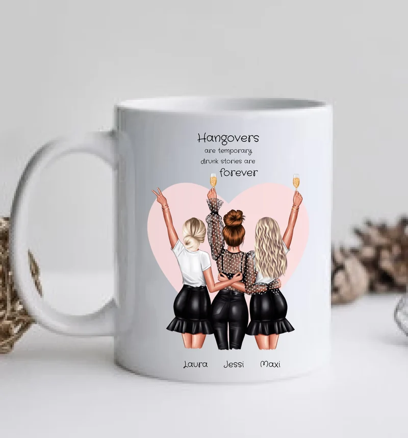 Personalisierte Tasse für beste Freundin - 3 Freundinnen Geschenkidee
