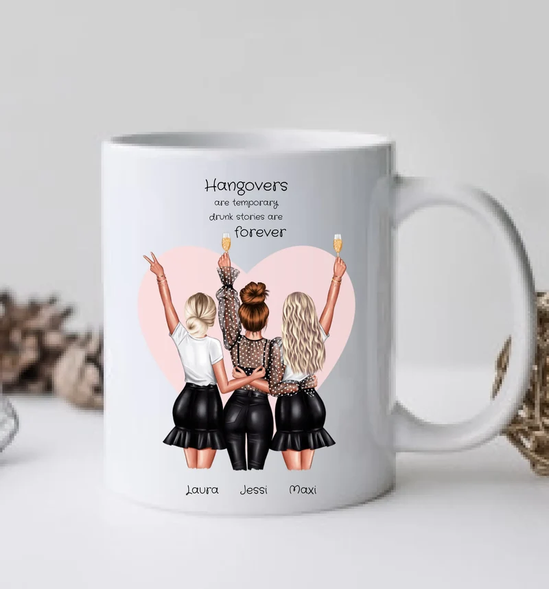 Personalisierte Tasse für beste Freundin - 3 Freundinnen Geschenkidee