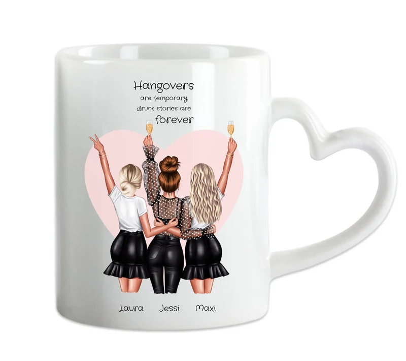 Personalisierte Tasse für beste Freundin - 3 Freundinnen Geschenkidee