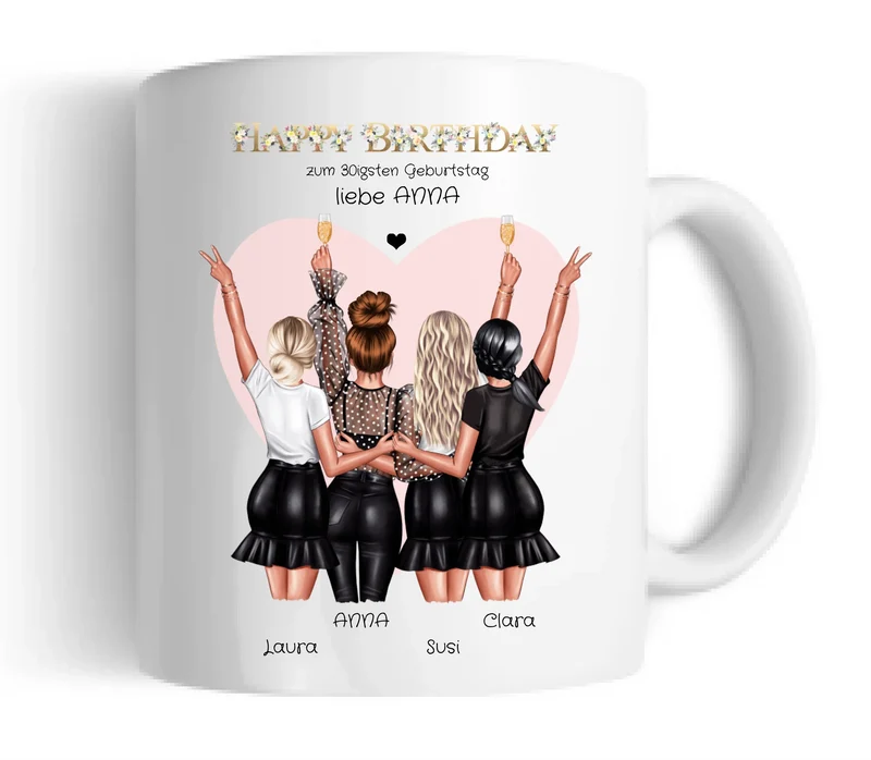 Personalisierte Tasse für die beste Freundin zum 30 Geburtstag - Geschenkidee 20, 25, 35 Geburtstag - Geschenk Schwester, Kollegin