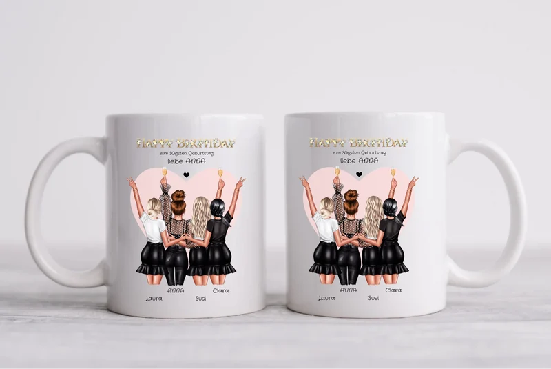 Personalisierte Tasse für die beste Freundin zum 30 Geburtstag - Geschenkidee 20, 25, 35 Geburtstag - Geschenk Schwester, Kollegin