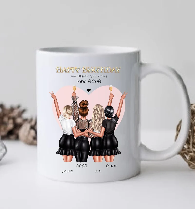 Personalisierte Tasse für die beste Freundin zum 30 Geburtstag - Geschenkidee 20, 25, 35 Geburtstag - Geschenk Schwester, Kollegin