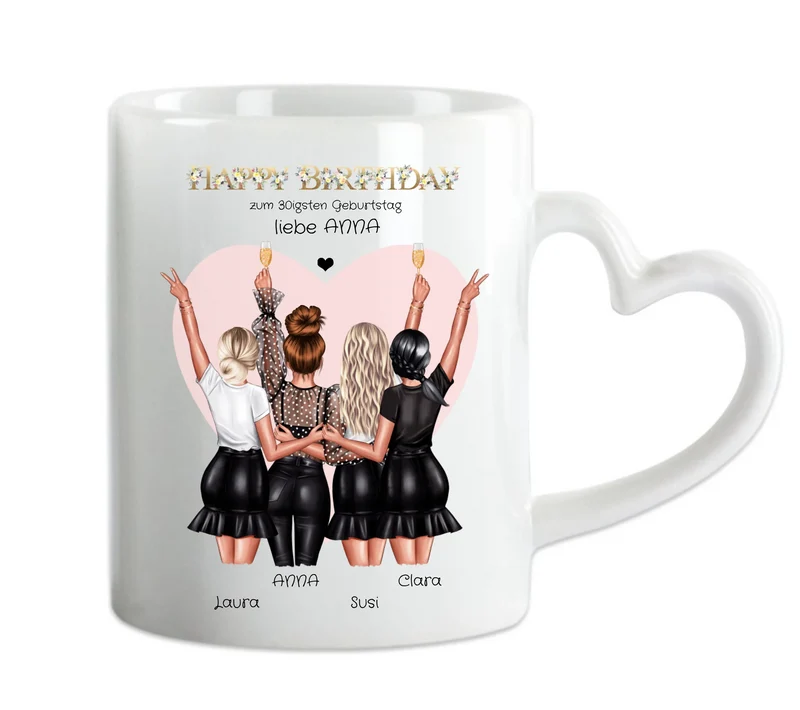 Personalisierte Tasse für die beste Freundin zum 30 Geburtstag - Geschenkidee 20, 25, 35 Geburtstag - Geschenk Schwester, Kollegin