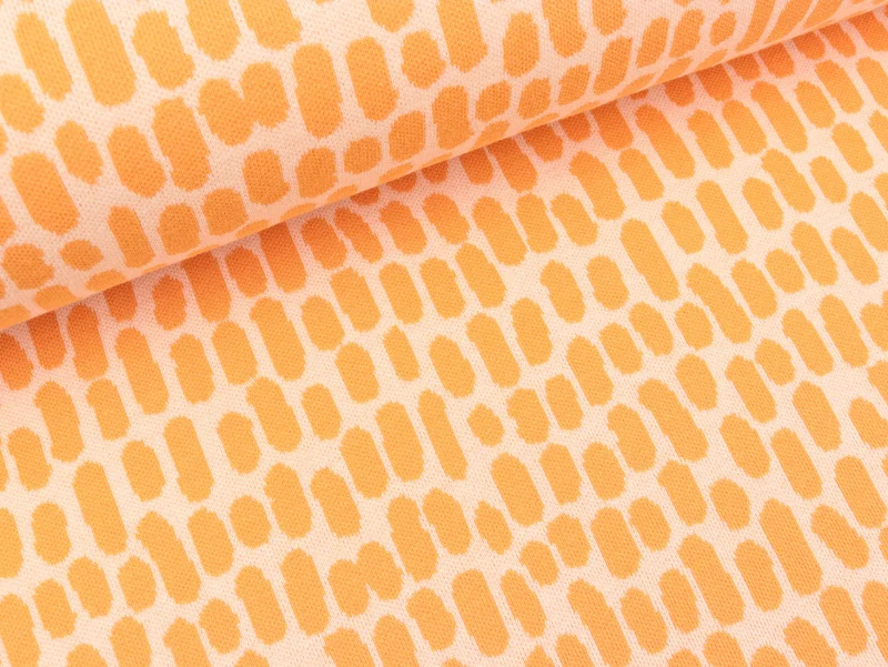 Reststück 148cm - Hamburger Liebe Check Point 2 Farb-Jacquardjersey Swipe up meringa-melone